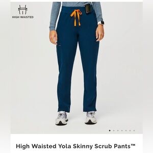 FIGS High Waisted Yola Skinny scrub Deep reef Medium